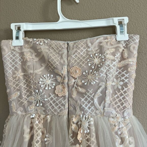 Cream Tulle Midi Strapless Dress - Picture 7 of 7